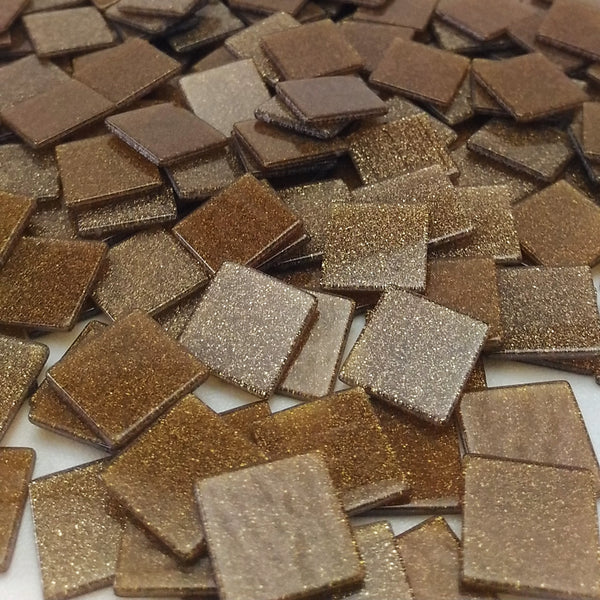 Resin mosaic tiles, 15x15 mm, Sparkle 852 Burnt Henna
