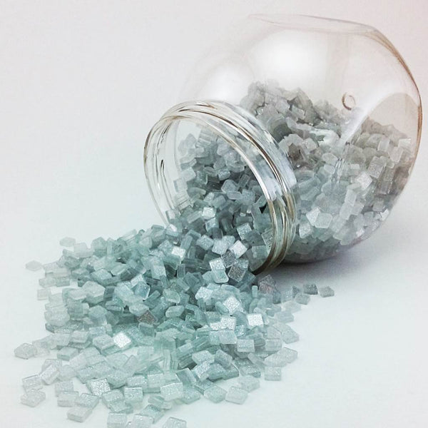 Resin mosaic tiles, 5x5 mm, Sparkle 010 White