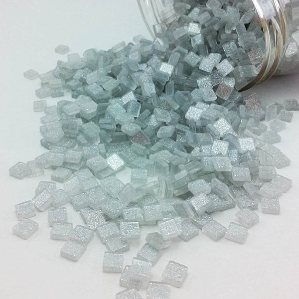 Resin mosaic tiles, 5x5 mm, Sparkle 010 White