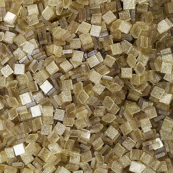 Resin mosaic tiles, 5x5 mm, Sparkle 101 Pale Gold