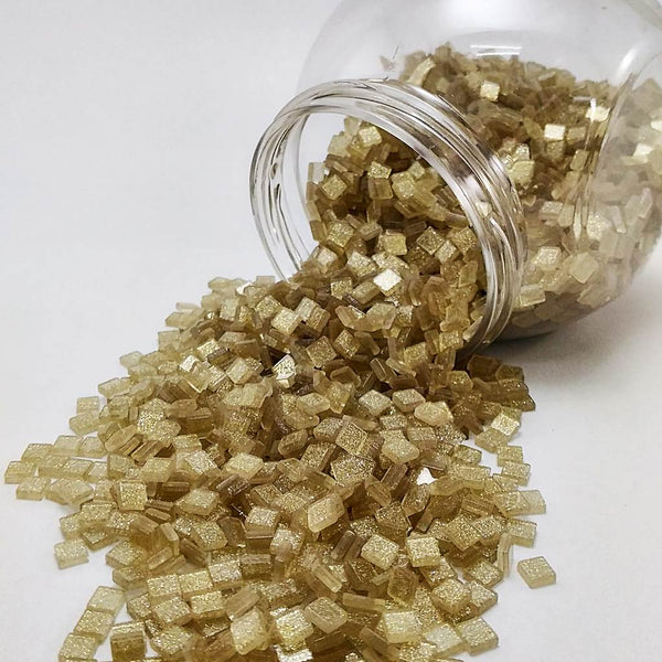 Resin mosaic tiles, 5x5 mm, Sparkle 101 Pale Gold