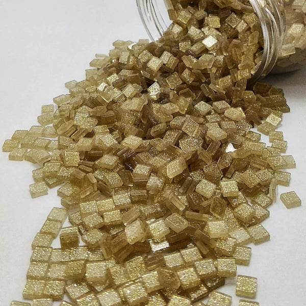 Resin mosaic tiles, 5x5 mm, Sparkle 101 Pale Gold