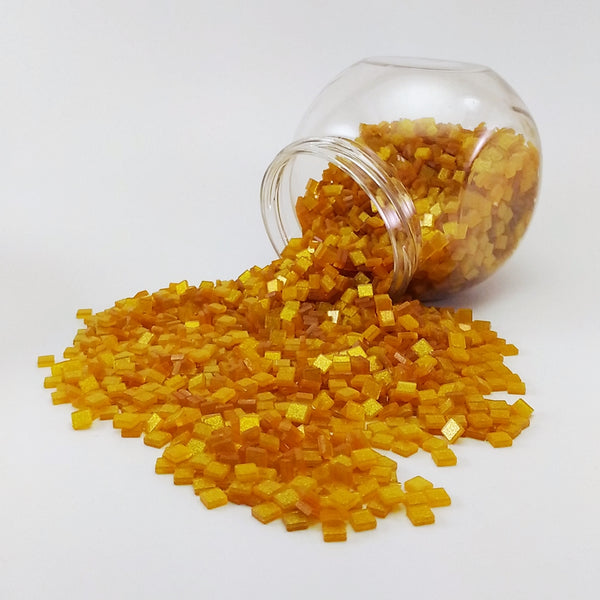 Resin mosaic tiles, 5x5 mm, Sparkle 127 Honey Gold