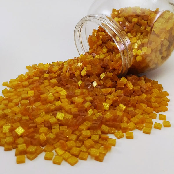 Resin mosaic tiles, 5x5 mm, Sparkle 127 Honey Gold