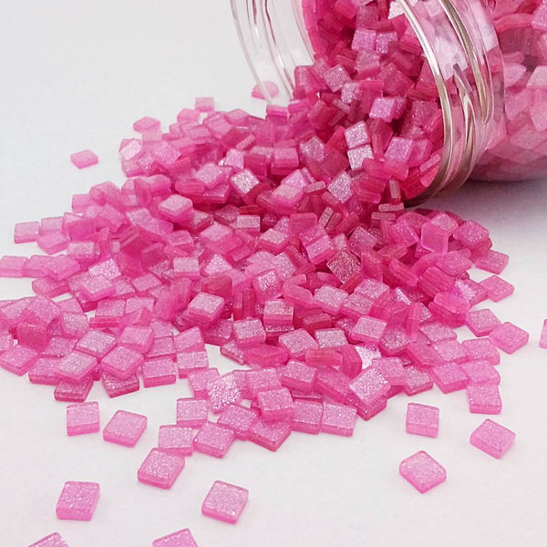 Resin mosaic tiles, 5x5 mm, Sparkle 216 Sacket Pink