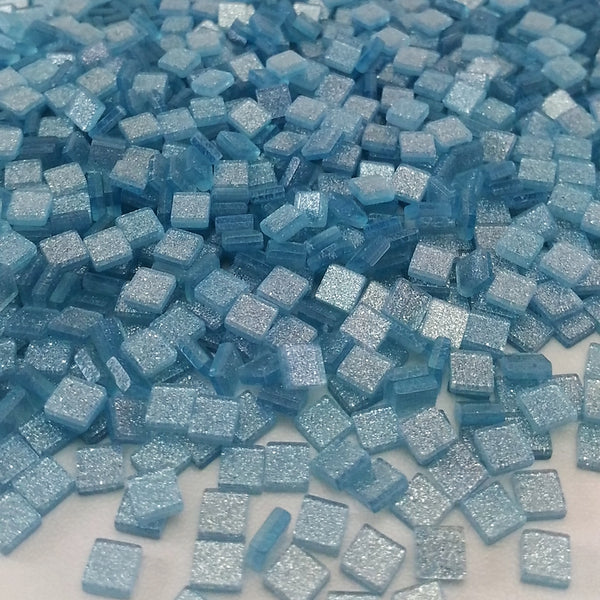 Resin mosaic tiles, 5x5 mm, Sparkle 573 Ethereal Blue