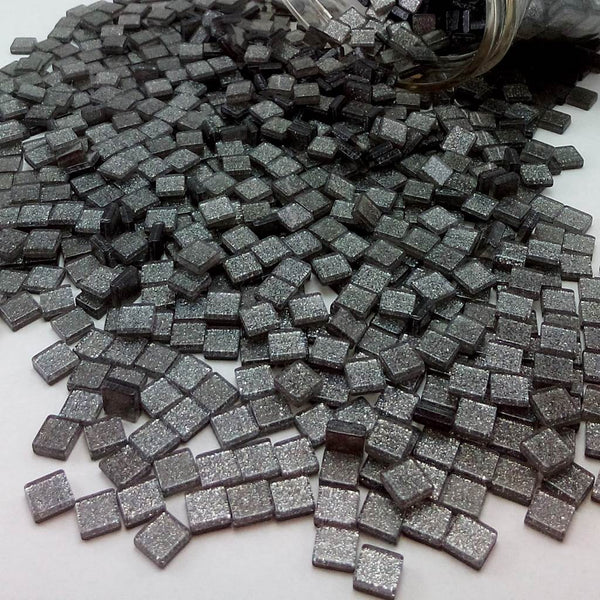 Resin mosaic tiles, 5x5 mm, Sparkle 955 Storm Grey