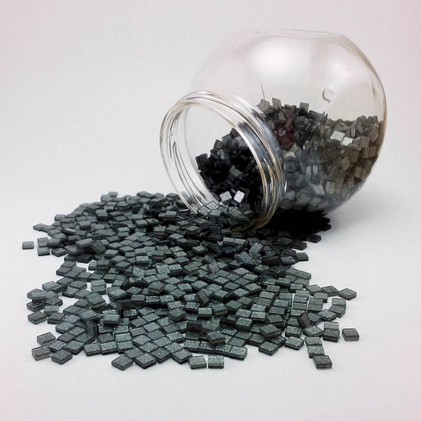 Resin mosaic tiles, 5x5 mm, Sparkle 955 Storm Grey