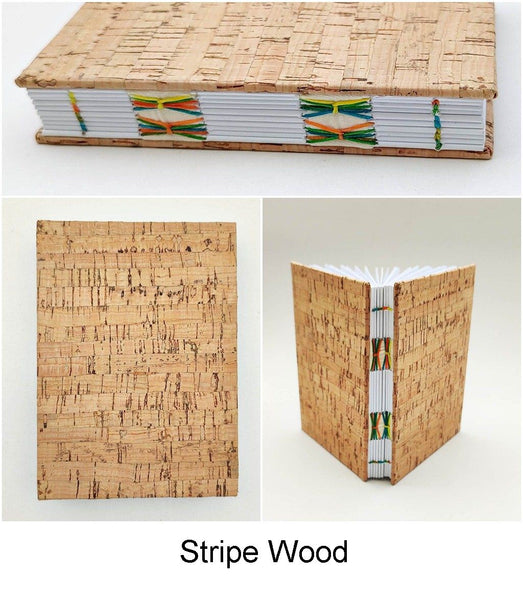 Handmade Coptic stitch binding - A6 book journal / Natural Cork textured