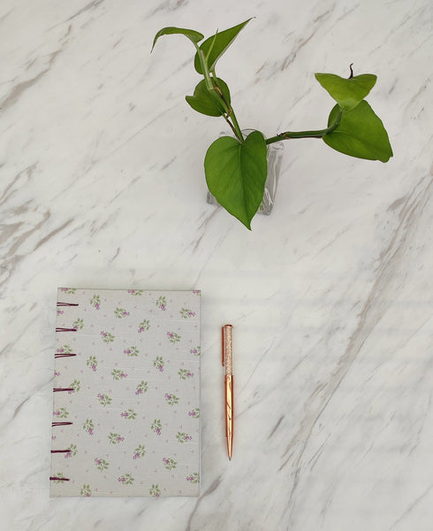 Handmade Coptic stitch binding - A5 book journal / Tiny Flowers