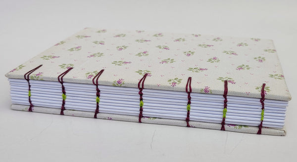 Handmade Coptic stitch binding - A5 book journal / Tiny Flowers