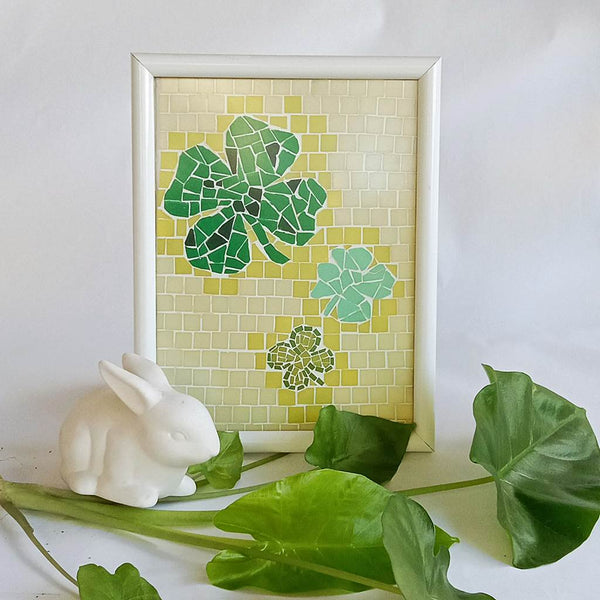 Handmade Mosaic Four leaves Clover picture framed artwork