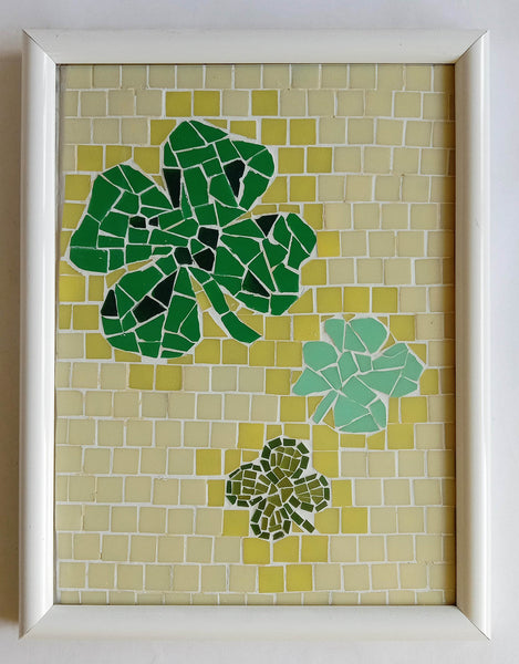 Handmade Mosaic Four leaves Clover picture framed artwork