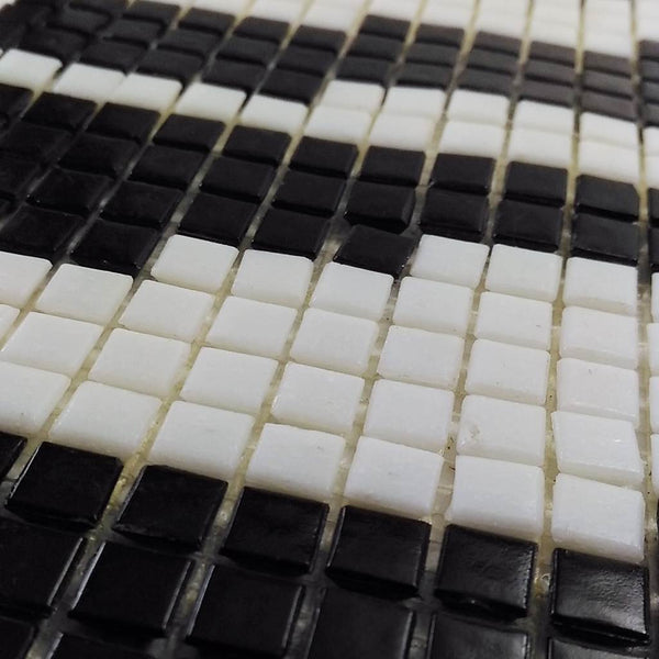 Vitreous glass mosaic tiles, 10x10 mm, Opaque White & Black
