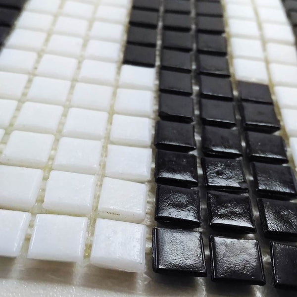 Vitreous glass mosaic tiles, 10x10 mm, Opaque White & Black