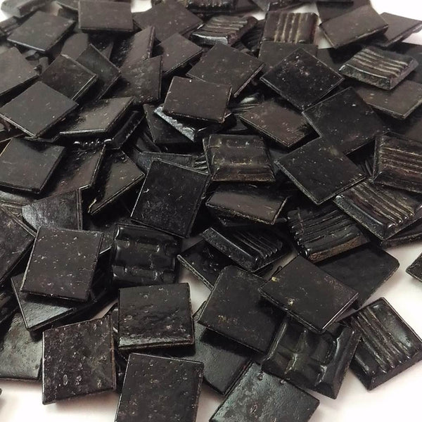 Vitreous glass mosaic tiles, 20x20 mm, Opaque Black