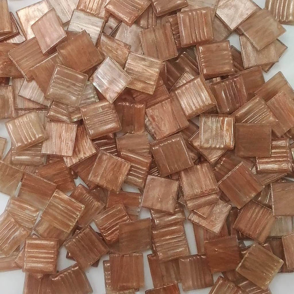 Vitreous glass mosaic tiles, 20x20 mm, Semi-translucent Natural beige with streaked gold leaf