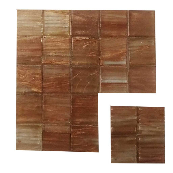 Vitreous glass mosaic tiles, 20x20 mm, Semi-translucent Natural beige with streaked gold leaf