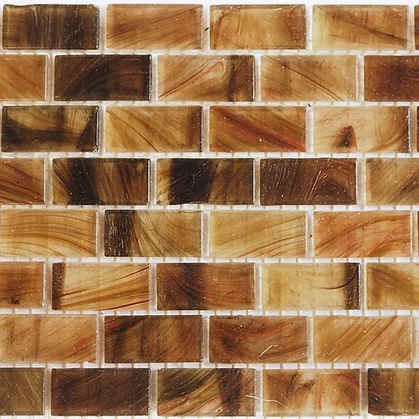 Vitreous glass mosaic tiles, 15x31 mm, Semi-translucent Earth