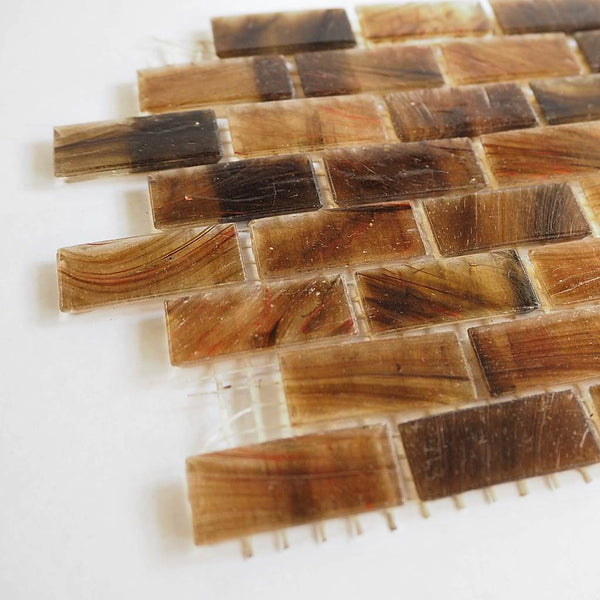 Vitreous glass mosaic tiles, 15x31 mm, Semi-translucent Earth