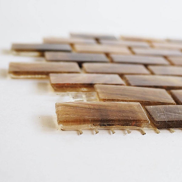 Vitreous glass mosaic tiles, 15x31 mm, Semi-translucent Earth