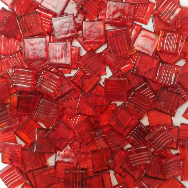 Vitreous glass mosaic tiles, 20x20 mm, Transparent Cherry