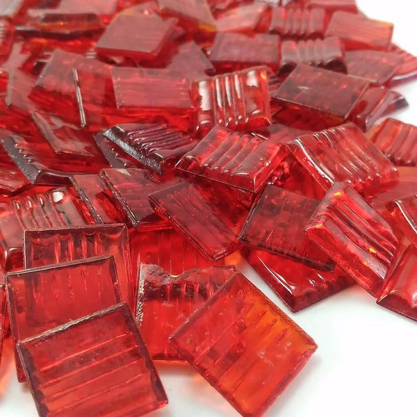 Vitreous glass mosaic tiles, 20x20 mm, Transparent Cherry