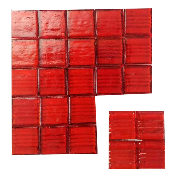 Vitreous glass mosaic tiles, 20x20 mm, Transparent Cherry