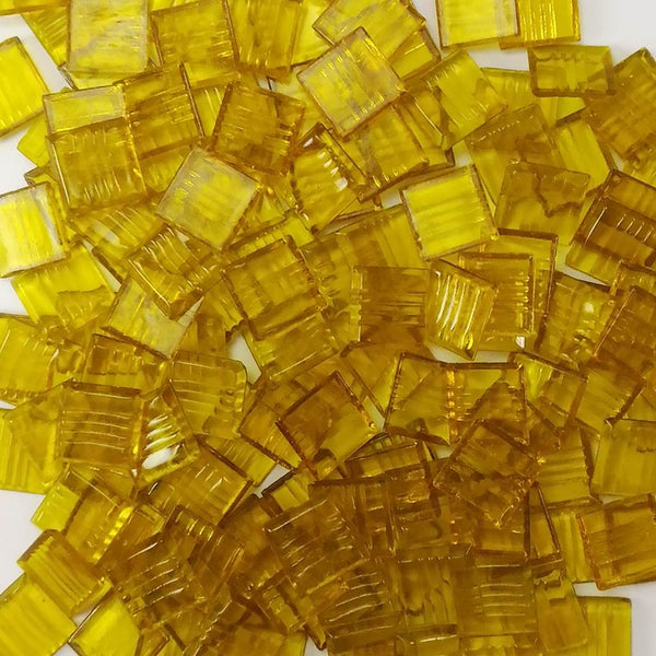 Vitreous glass mosaic tiles, 20x20 mm, Transparent Golden yellow