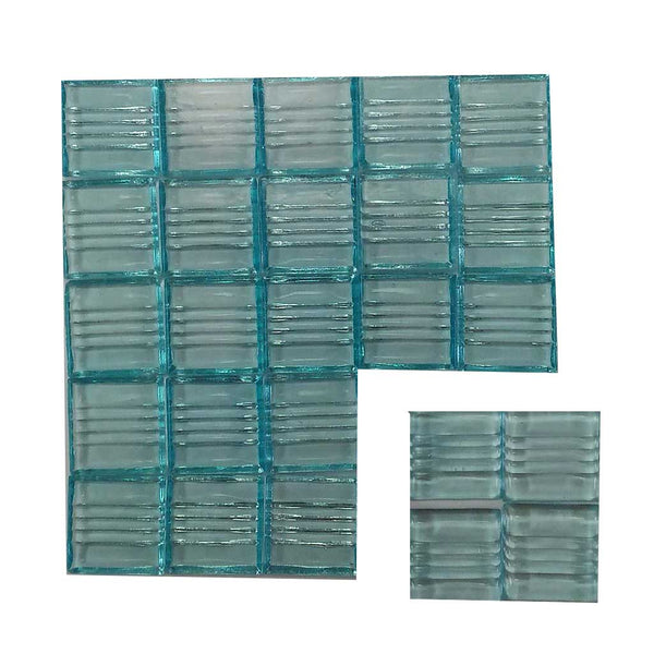 Vitreous glass mosaic tiles, 20x20 mm, Transparent Electric blue