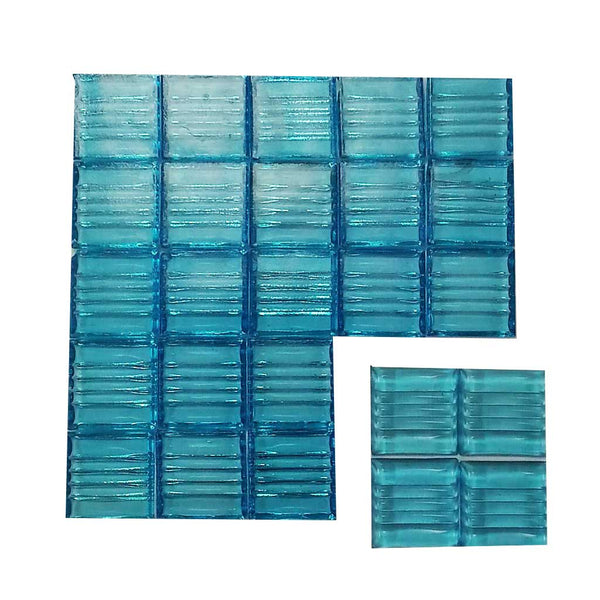 Vitreous glass mosaic tiles, 20x20 mm, Transparent Turquiose blue