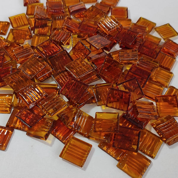 Vitreous glass mosaic tiles, 20x20 mm, Transparent Orange