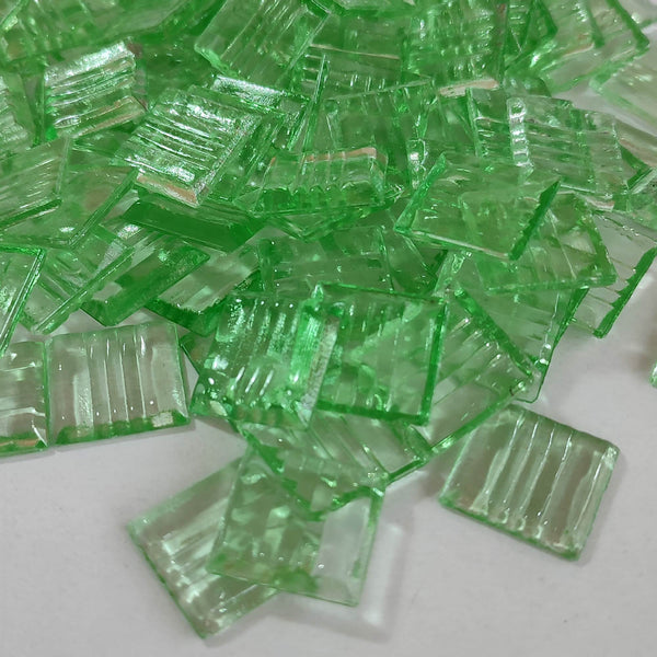Vitreous glass mosaic tiles, 20x20 mm, Transparent Light Emerald Green