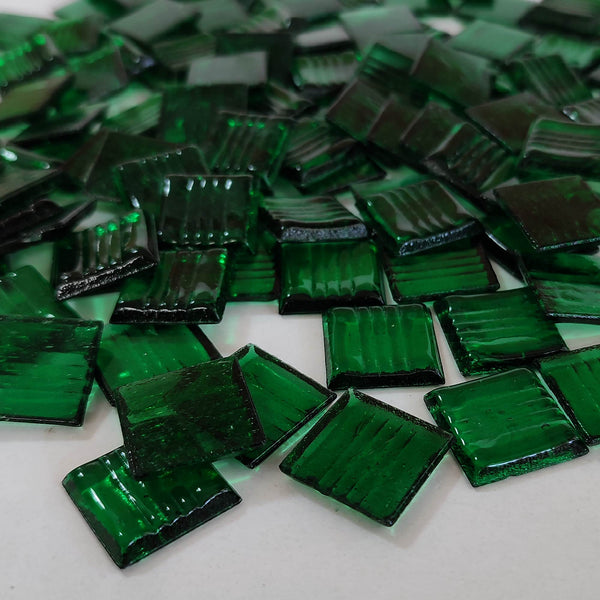 Vitreous glass mosaic tiles, 20x20 mm, Transparent Forest Green