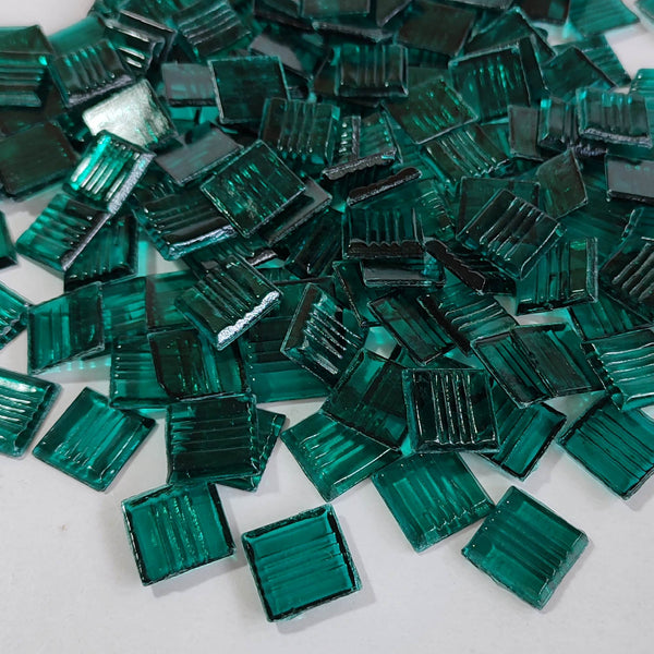 Vitreous glass mosaic tiles, 20x20 mm, Transparent Sea Green