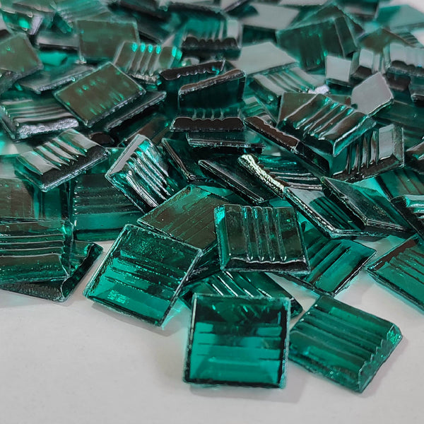 Vitreous glass mosaic tiles, 20x20 mm, Transparent Sea Green