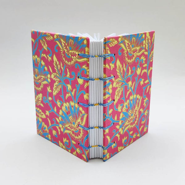 Handmade Coptic stitch binding - A6 book journal / Mystic Flowers
