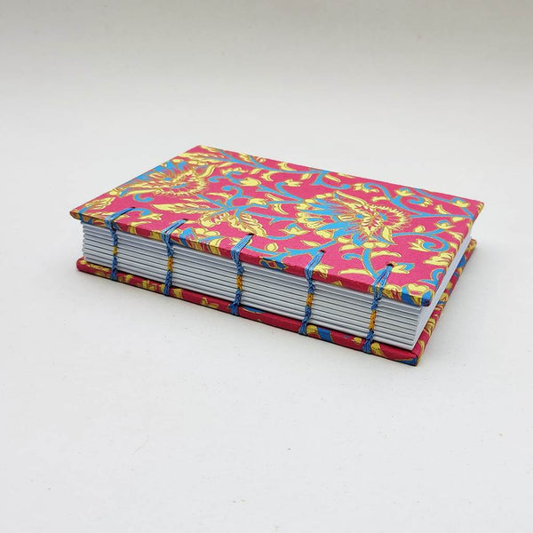Handmade Coptic stitch binding - A6 book journal / Mystic Flowers