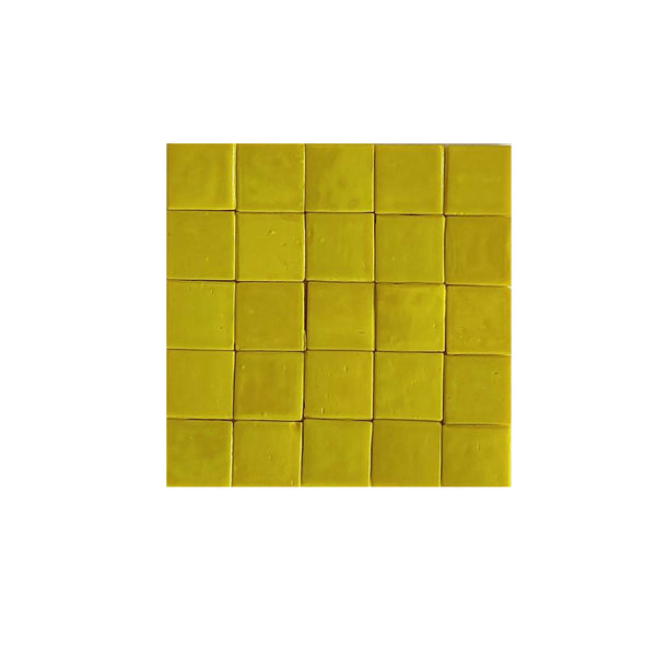 Vitreous glass mosaic tiles, 20x20 mm, Opaque Lemon Yellow