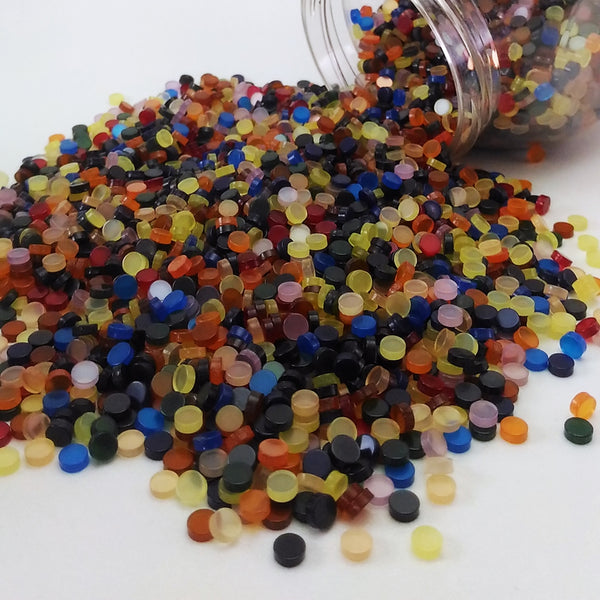 Resin mosaic tiles, Round 5 mm, Glossy-Clear Party mixes