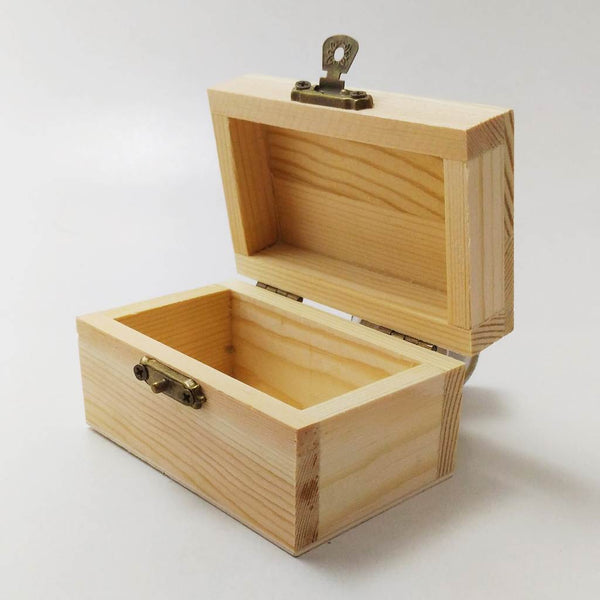 Unfinished natural wood, Treasure chest box