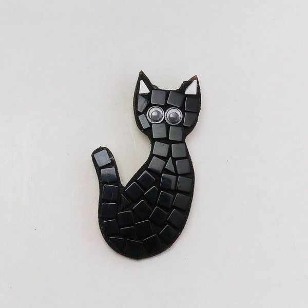 Mosaic brooch kit, Black cat