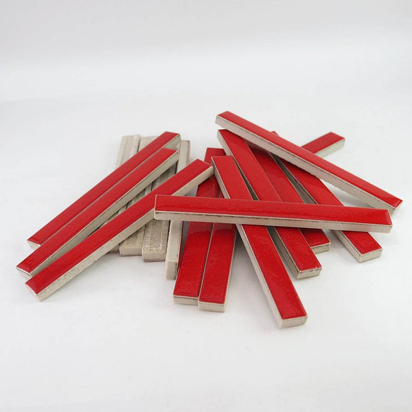 Ceramic rectangle mosaic tiles, 16x145 mm, Chilli Red