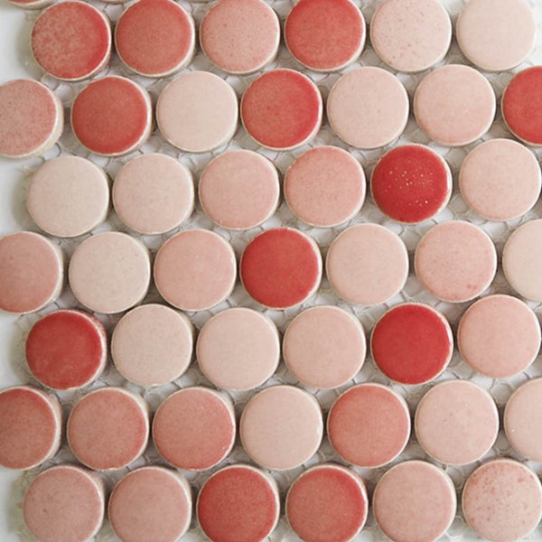 Ceramic mosaic tiles, Round 20mm, Cherry mix