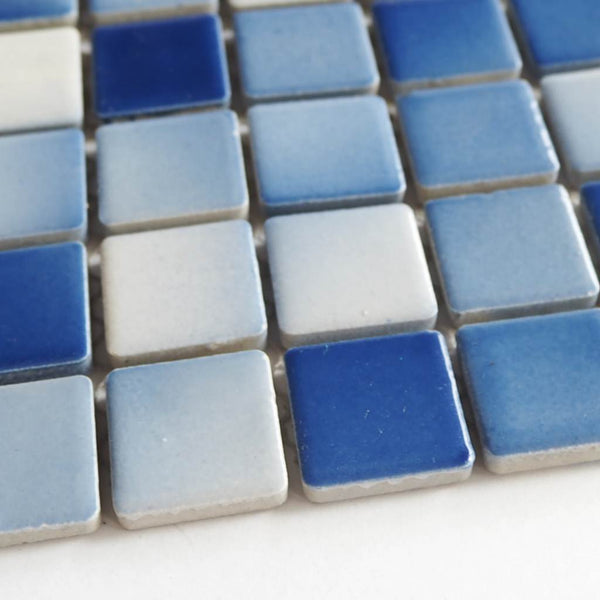 Ceramic mosaic tiles, 23x23 mm, Glossy Blue mixes