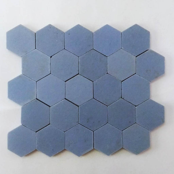 Ceramic mosaic tiles, 25x25 mm, Hexagon, Matt Teal