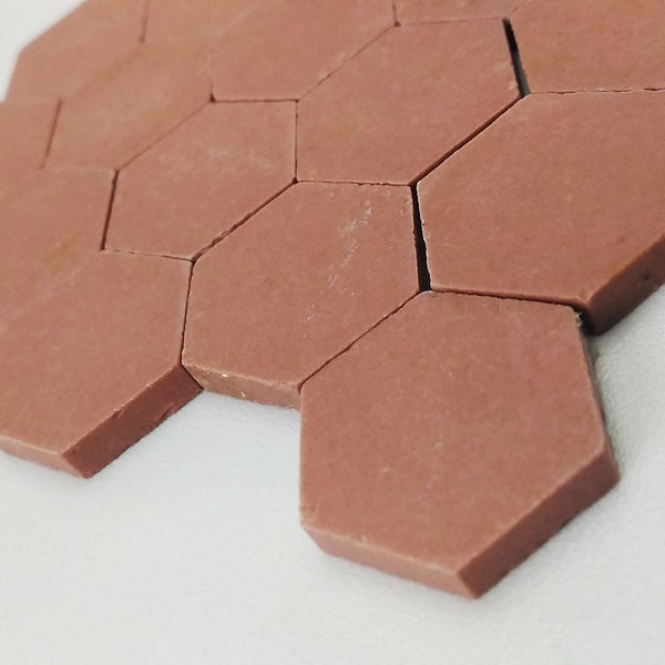 Ceramic mosaic tiles, 25x25 mm, Hexagon, Matt Brown