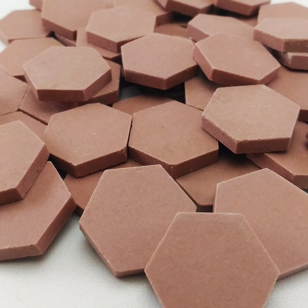 Ceramic mosaic tiles, 25x25 mm, Hexagon, Matt Brown