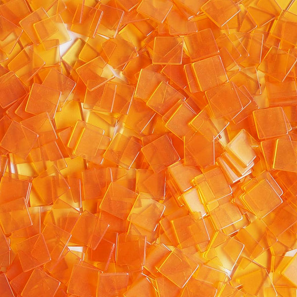 Resin mosaic tiles, 15x15 mm, Clear Dark Orange