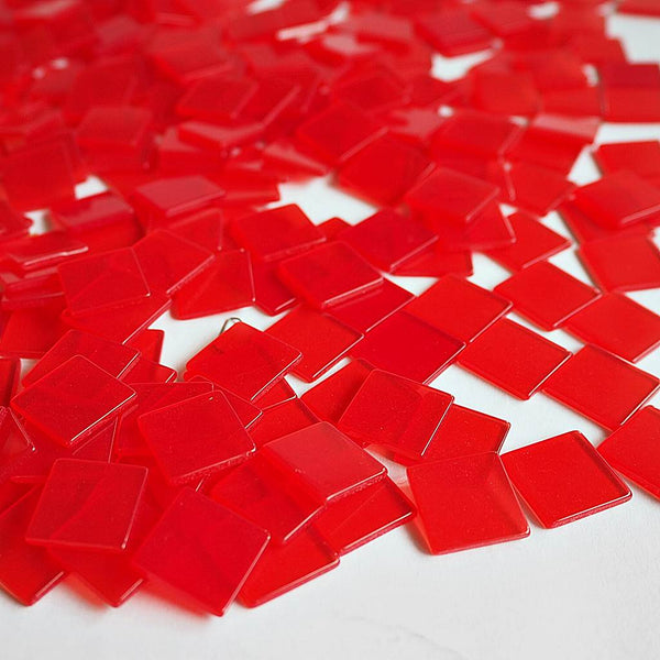 Resin mosaic tiles, 15x15 mm, Clear Dark Red